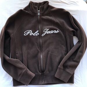Polo Jeans Company Ralph Lauren Zip Front Brown Spell Out Vtg Y2K